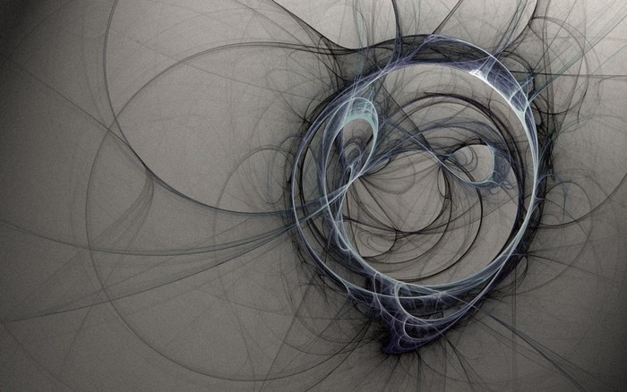 Abstract fractal drawing with blue and black spiral