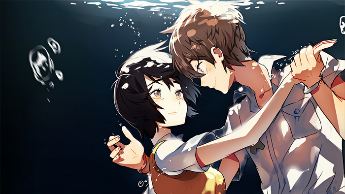 Arata Kokonoe and Lisa Mishima from Zankyou no Terror underwater