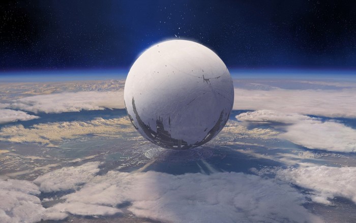The Traveler from Destiny video game above Earth's atmosphere