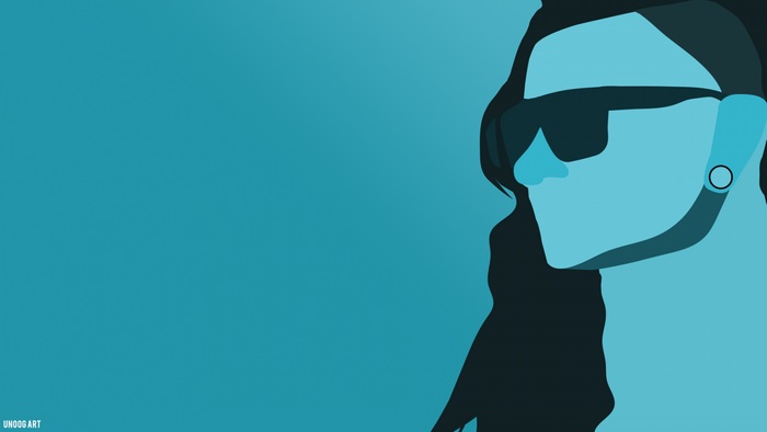 Minimalist illustration of a person with sunglasses