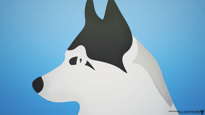 Minimalist illustration of a husky dog's head
