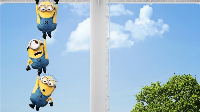 Minions Hanging in the Blue Sky from Despicable Me