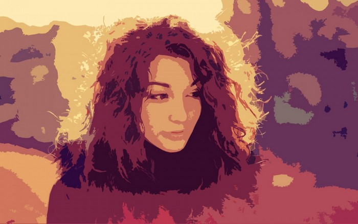 Illustration of a woman with curly hair