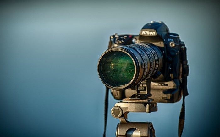 Nikon DSLR camera on a tripod