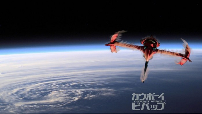 Swordfish II from Cowboy Bebop in Earth's atmosphere