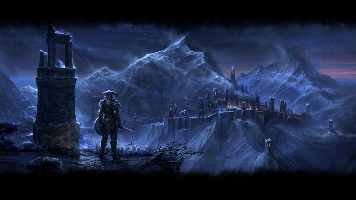 The Elder Scrolls Online: Night landscape with ruins and city