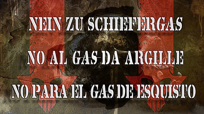 No to shale gas poster in multiple languages