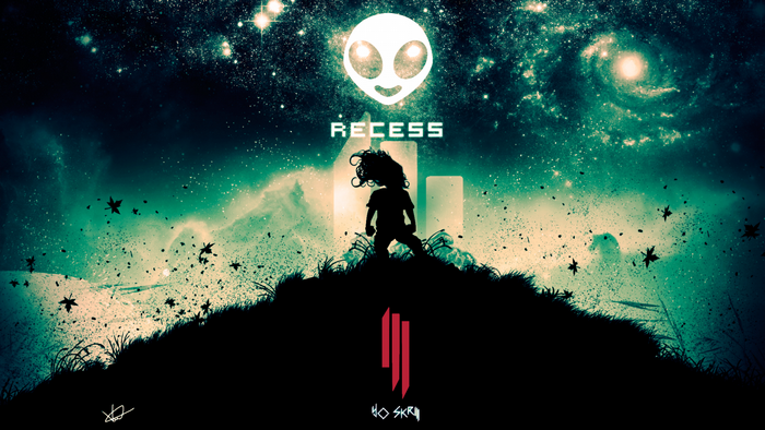 Recess Album Cover by Skrillex with Alien and Silhouette