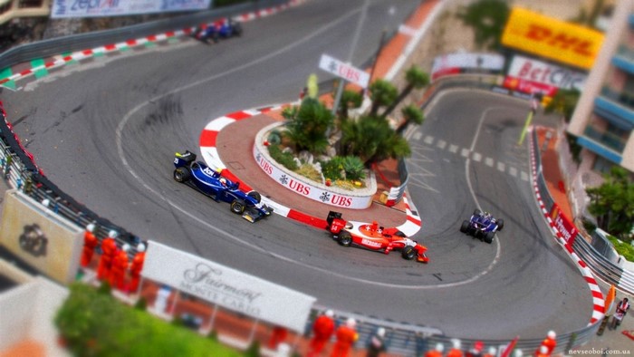 Formula 1 race cars on Monaco Grand Prix circuit