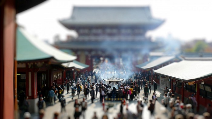 Crowd at Senso-ji Temple in Asakusa, Japan