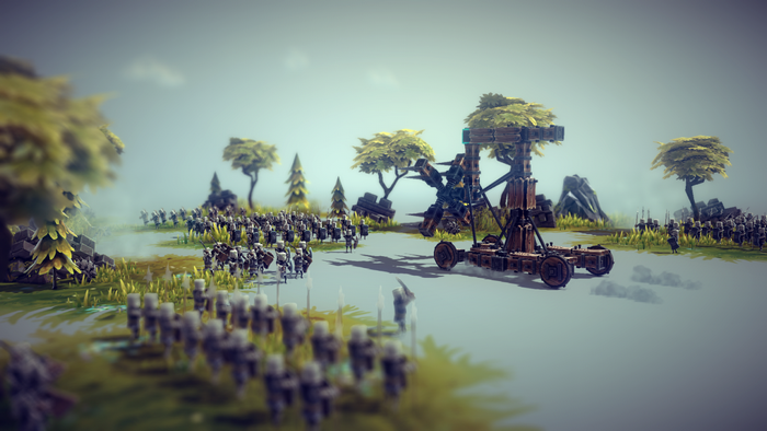 Besiege screenshot with army and trebuchet