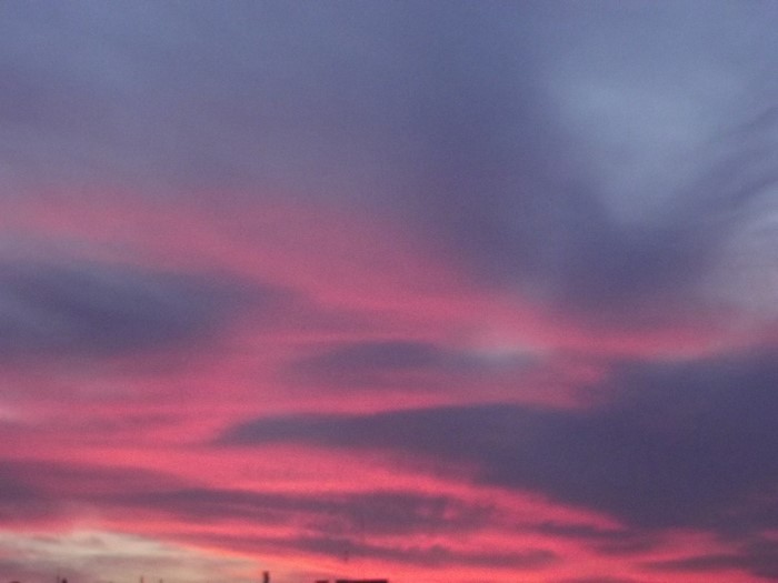 Pink and purple clouds at sunset