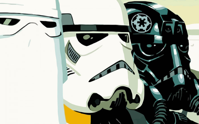 Star Wars Stormtroopers and TIE Fighter Pilot illustration