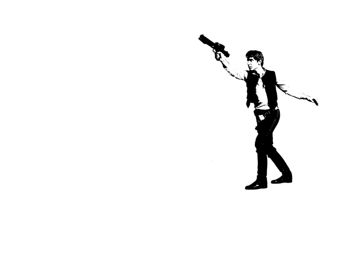 Han Solo from Star Wars holding a blaster