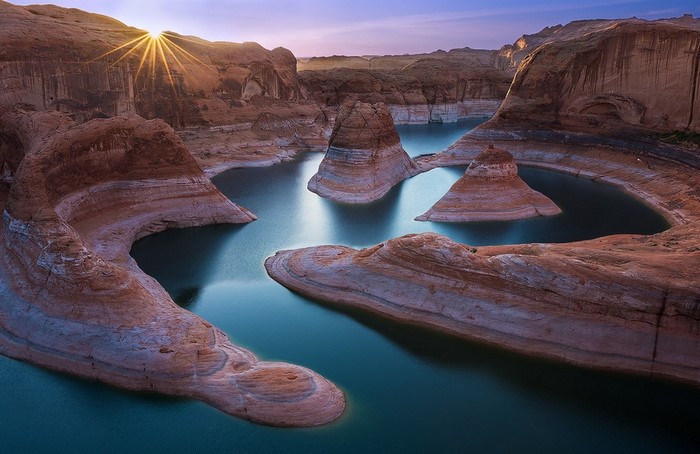 Sunset Over Utah Canyon with Serene Waterway