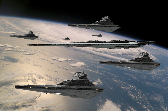 Star Wars Imperial Star Destroyers in orbit