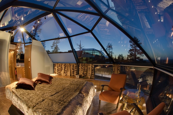 Glass Igloo Hotel Room in Finland