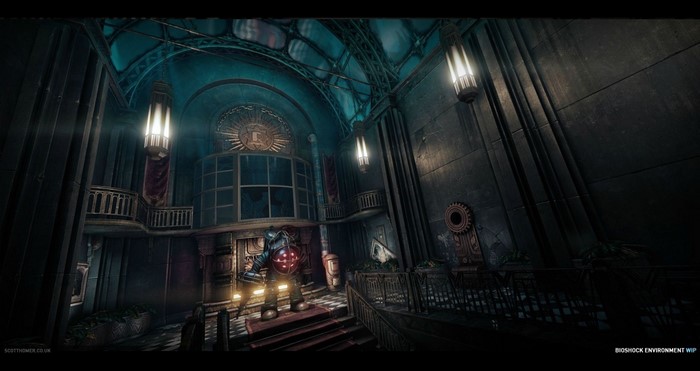 Big Daddy in BioShock environment