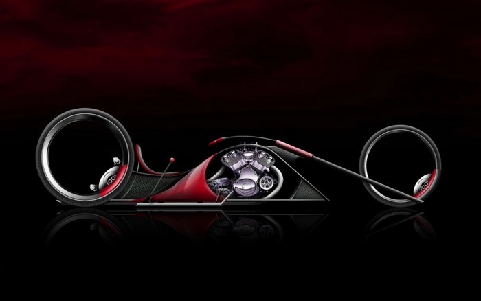Futuristic red and black motorcycle concept art