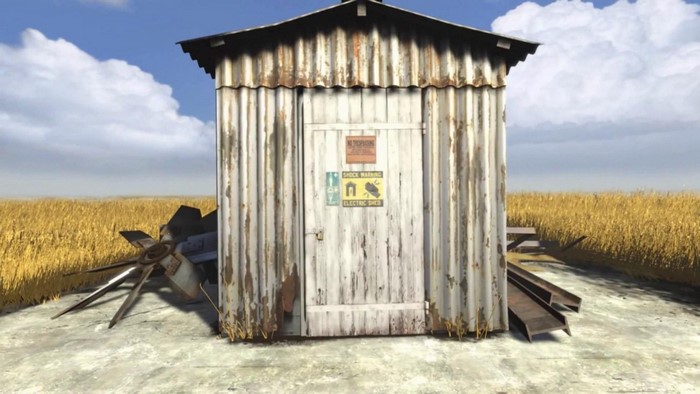 Portal 2 Electric Shed in a Field