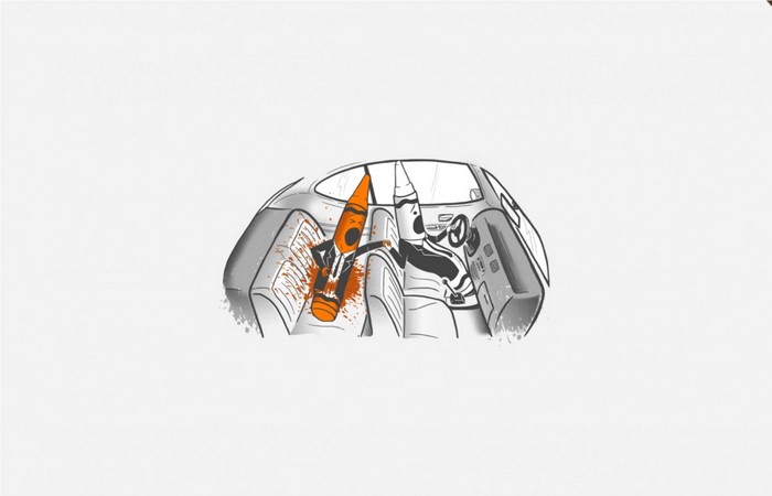 Reservoir Dogs crayons in a car