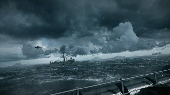 Battlefield 3 naval combat during a storm