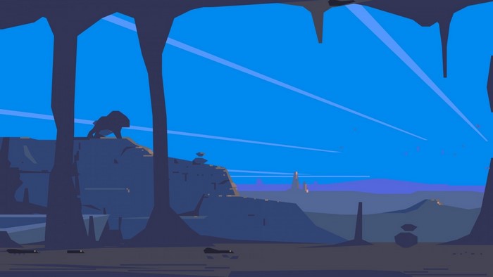 Illustration of a desolate alien landscape with strange rock formations