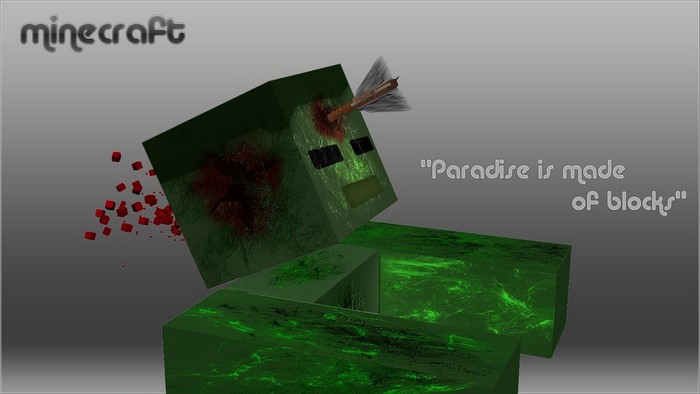 Minecraft Creeper with Arrow and Quote