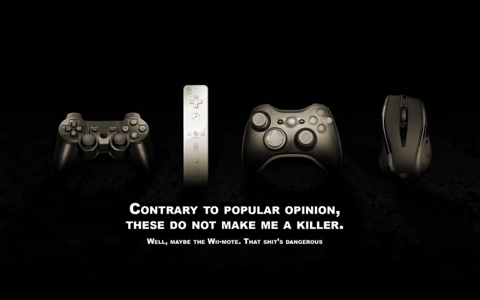 Gaming controllers and mouse with text