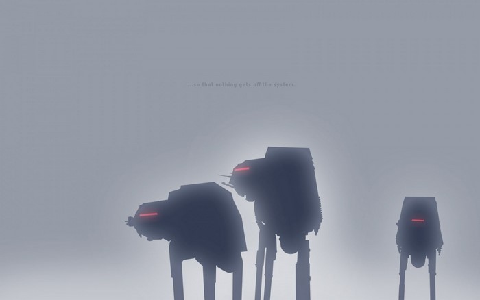 Star Wars AT-AT walkers in fog with quote