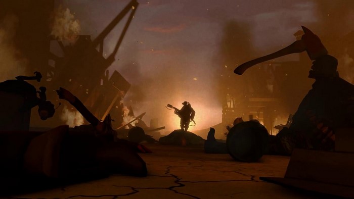 Pyro from Team Fortress 2 in a burning environment