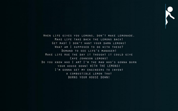 Cave Johnson quote from Portal 2