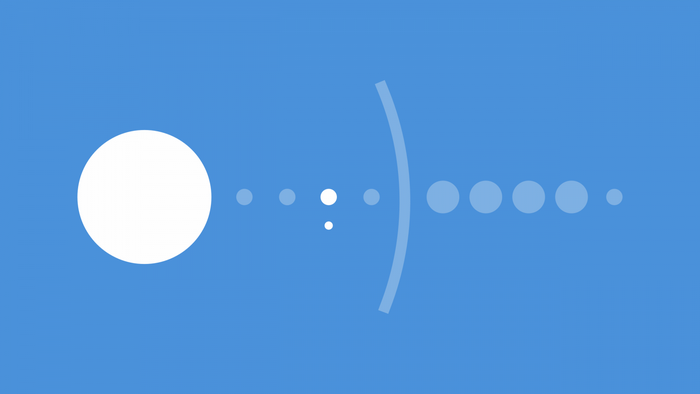 Minimalist illustration of circles and lines on blue background