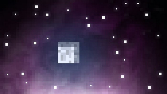 Pixel art moon in a starry night sky