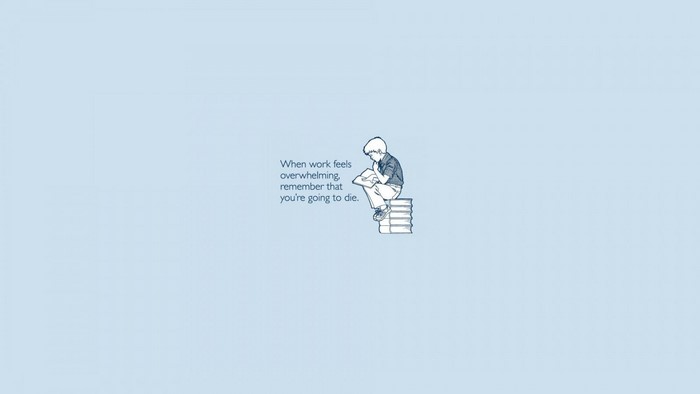 Illustration of a person reading on books with a quote