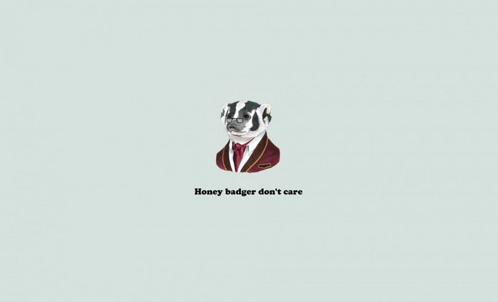 Honey badger wearing glasses and suit