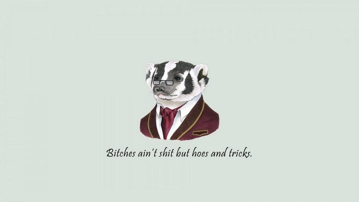 Badger in suit with glasses and quote