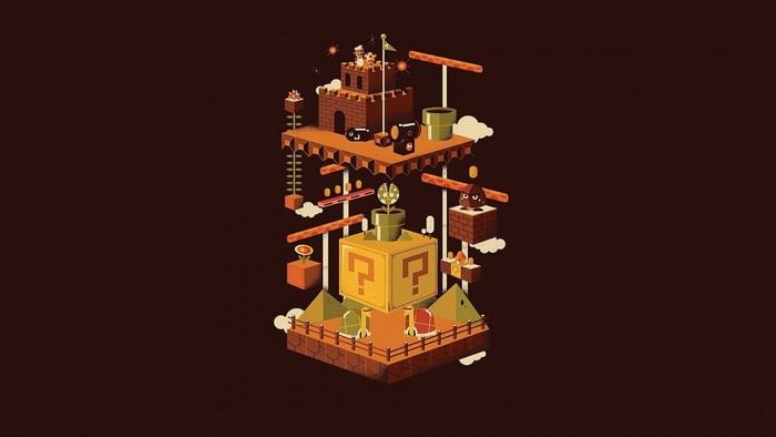 Super Mario Bros. isometric illustration