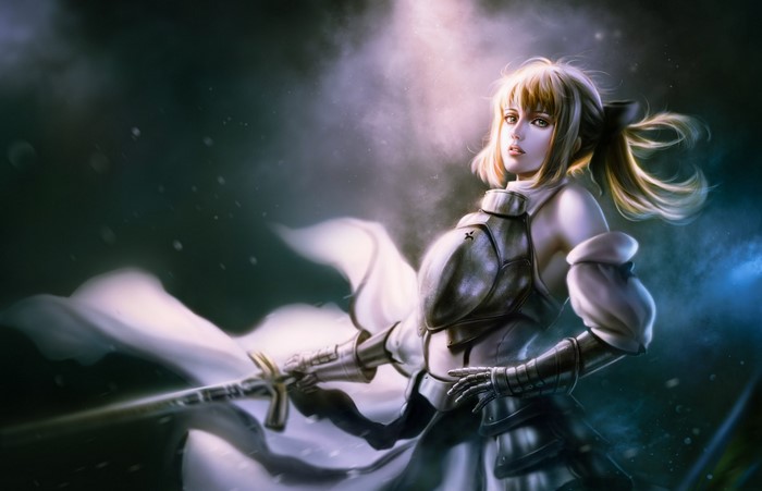 Saber Lily from Fate Series holding a sword