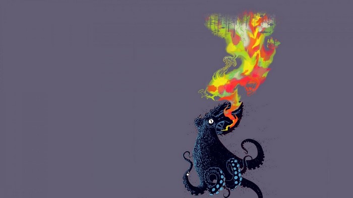 Illustration of a fiery octopus