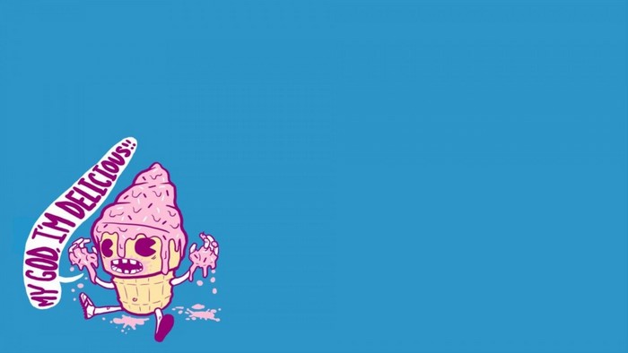 Melting ice cream cone with text bubble