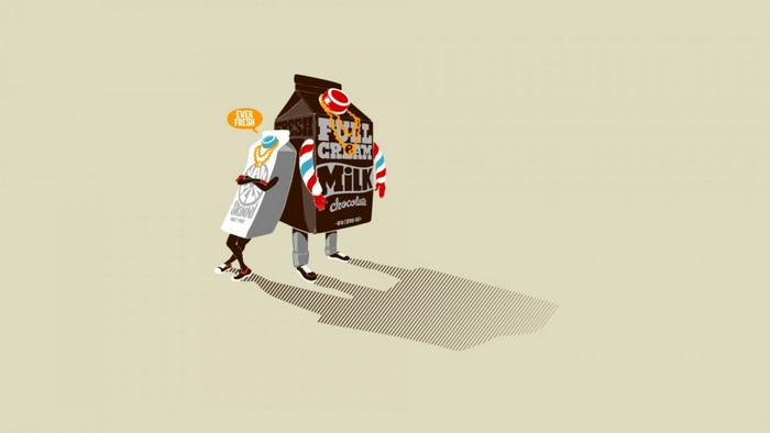 Milk cartons dressed as people