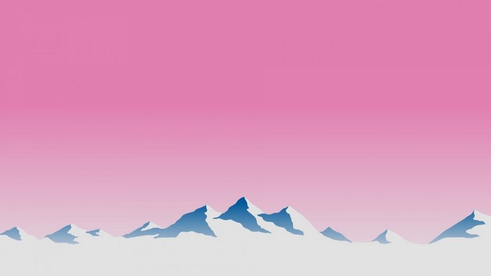 Minimalist mountain range with pink sky