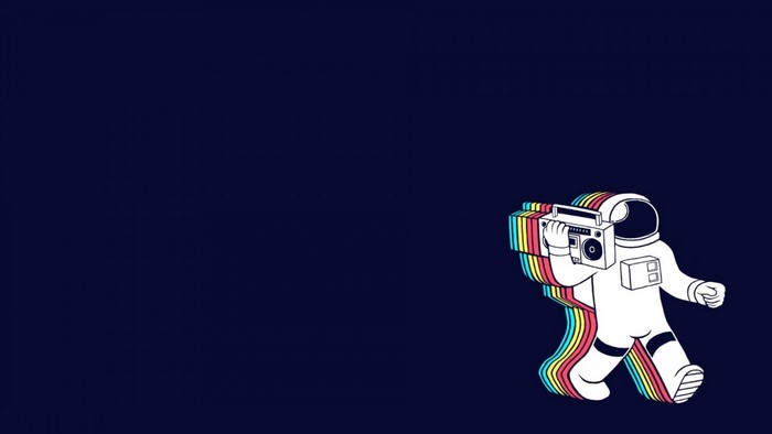 Astronaut with a rainbow boombox