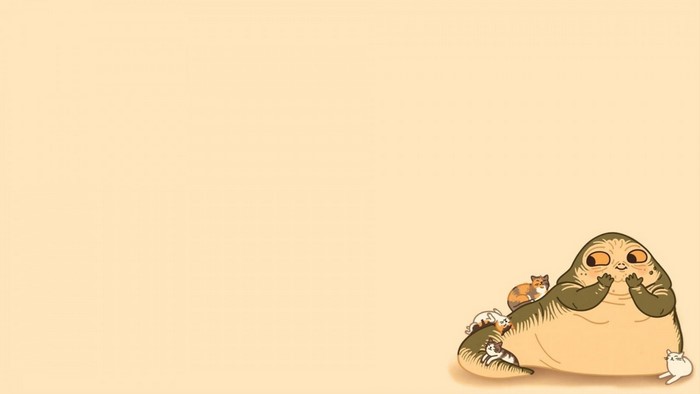 Jabba the Hutt with cats illustration