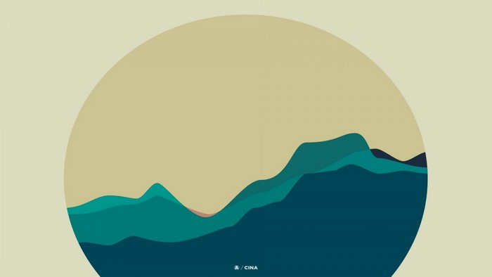 Abstract landscape illustration with text