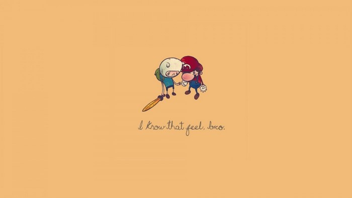 Finn the Human and Mario with text