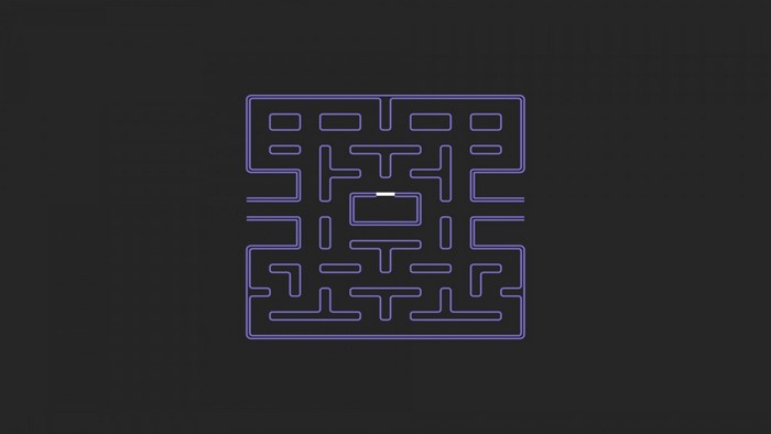 Pac-Man maze with a white rectangle
