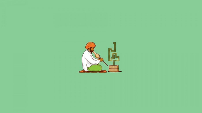 Man playing a flute with a plant