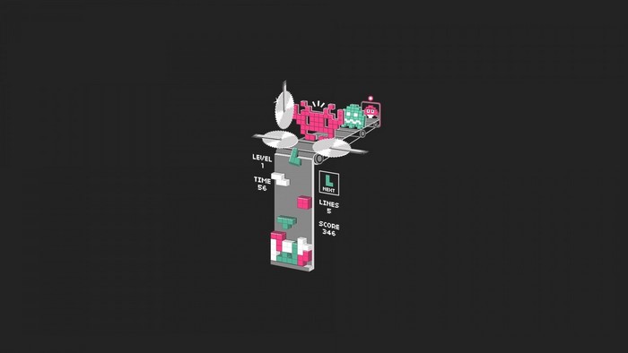 Tetris and Space Invaders crossover illustration